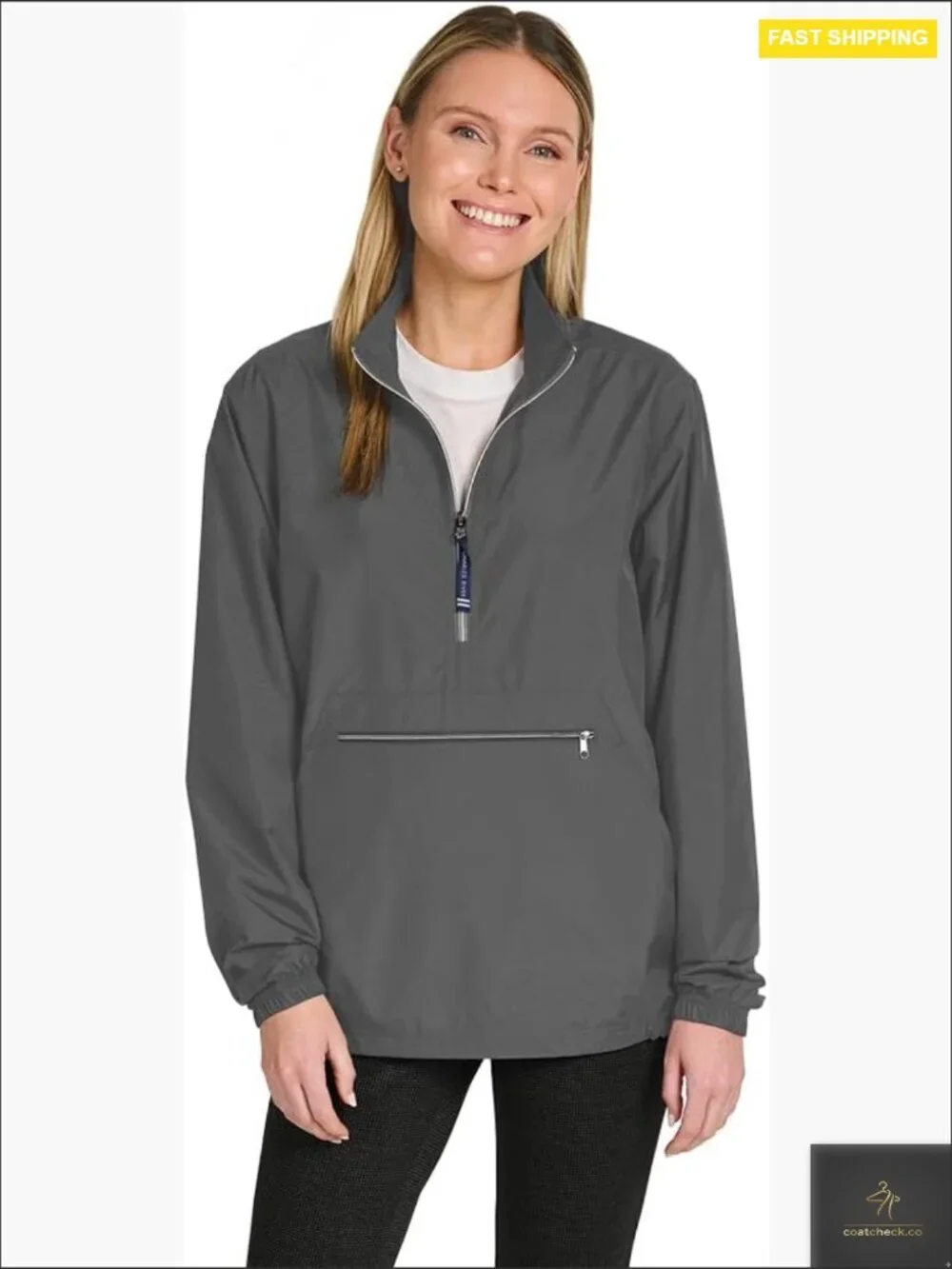 Half Zip Pullover Jacket Lightweight Water Resistant Unisex Relaxed Fit